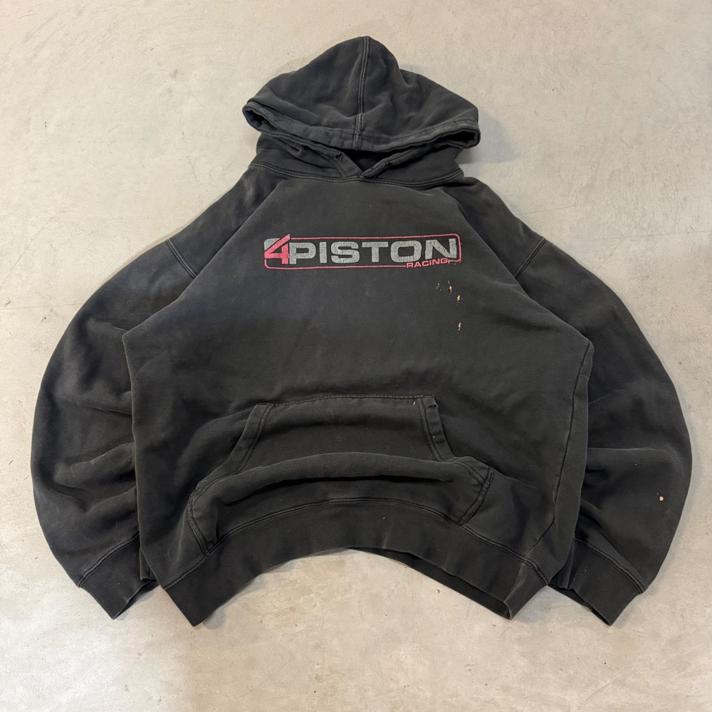 2000s y2k faded boxy cropped 4p racing hoodie sweatshirt